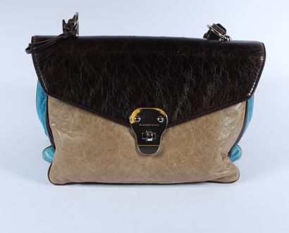 null BALENCIAGA 

Taupe, brown and turquoise handbag.

34 x 22 cm approximately (without...