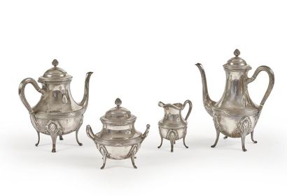 null PUIFORCAT 

Silver tea and coffee set 925/000 with ribbon and pearl friezes,...