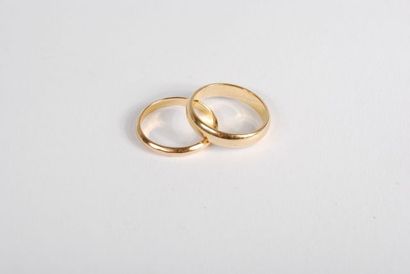 * Two wedding rings in 18K yellow gold 750/000...