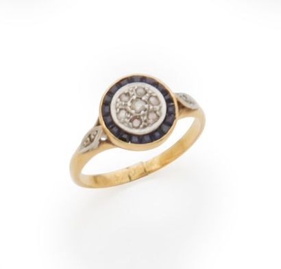 18K yellow and white gold daisy ring set...
