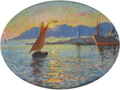 null Léonie de BAZELAIRE (1857 - 1926)

Marine 

Huile sur panneau de forme ovale...