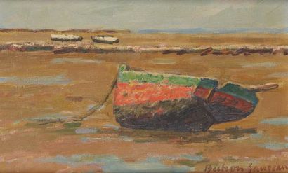 null Pierre BECHON-SAUZEAU (1924-2006)

Barque sur la plage 

Huile sur toile signée...