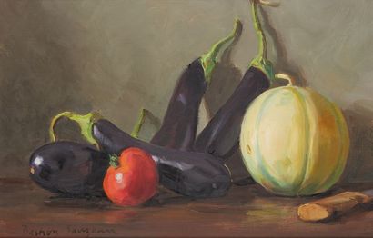 null Pierre BECHON-SAUZEAU (1924-2006)

Aubergines, melon, tomate 

Huile sur toile...