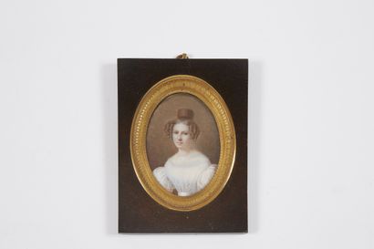 null French school of the 19th century 

Portrait of a young woman 

Miniature signed...