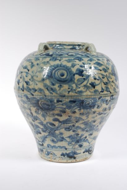 Chine 
Vase à décor en bleu sous couverte...