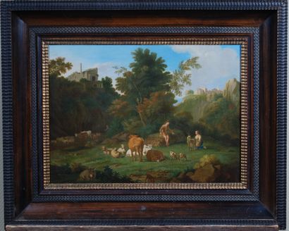  XIXth century 
Rural scene 
Oil on canvas 
30 x 39 cm 
"Churchill" on the back of...