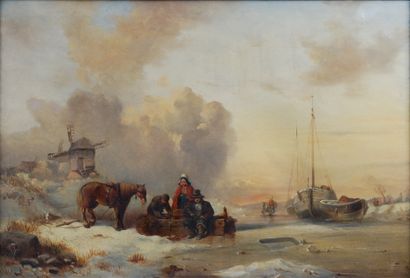 null School of the end of the 19th century 

Seashore with fishermen and boats 

Two...