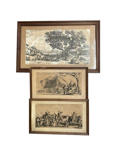  Set of three engravings after Callot 
Rousseurs 
Under glass