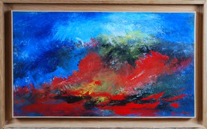 null ZENAKEN (Born in 1954) 

Abstract composition red and blue 

Oil on panel signed...
