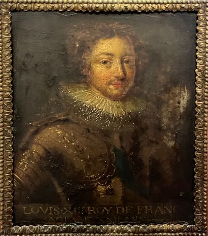  French school of the 19th century 
Portrait of Louis XIII 
Oil on copper 
19 x 15...