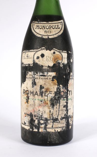  1 bouteille ROMANÉE CONTI - Domaine de la Romanée Conti. 1973. Étiquette tachée...