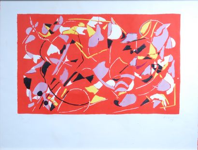 null André LANSKOY (1902-1976) 

"Composition fond orange" (1959)

Lithographie signée...