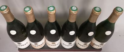  6 bouteilles VOUVRAY "Le Petit Monaco" Demi sec - R. BIENVENU 1970 
Etiquettes tachées....
