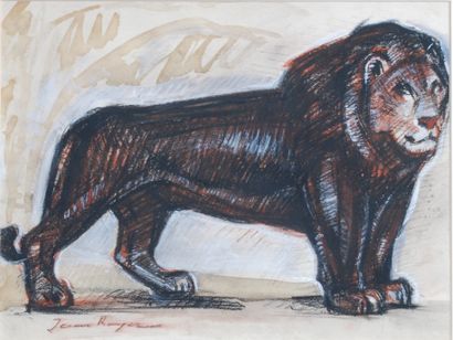 Jean ROYER (XXe siècle) 
Le lion 
Pastel,...