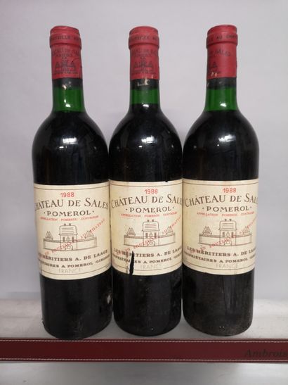 null 3 bouteilles Château de SALES - Pomerol 1988 

Etiquettes légèrement tachées...