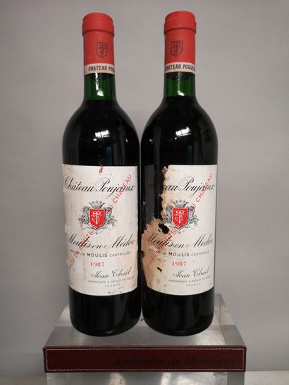 null 2 bouteilles Château POUJEAUX - Moulis 1987

Etiquettes légèrement tachée et...