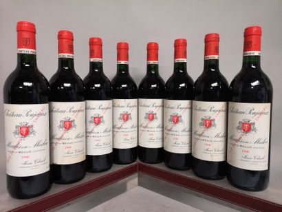 null 8 bouteilles Château POUJEAUX - Moulis 1990 

Etiquettes légèrement tachées...