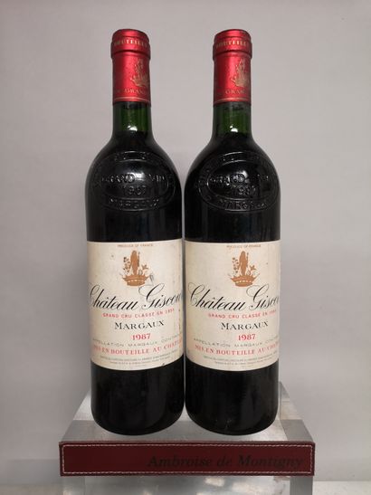 null 2 bouteilles Château GISCOURS - 3e Gcc Margaux 1987 

Etiquettes légèrement...