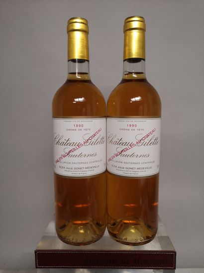 null 2 bouteilles Château GILETTE "Crême de Tête" - Sauternes 1990 En caisse boi...