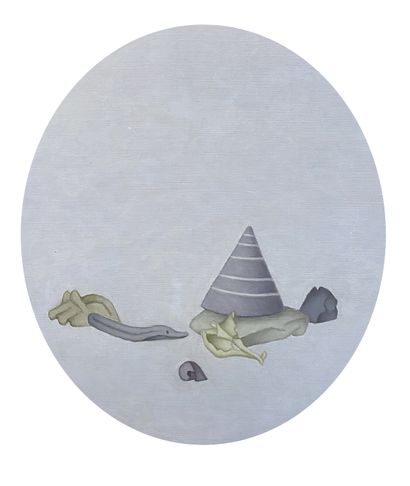 null * Déborah HANSON-MURPHY (1931-2018) 

Composition symboliste

Toile ovale 

65...