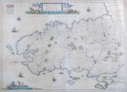 null Carte de Bretagne 

Gravures rehaussée 

48 x 57 cm

Taches, rousseurs