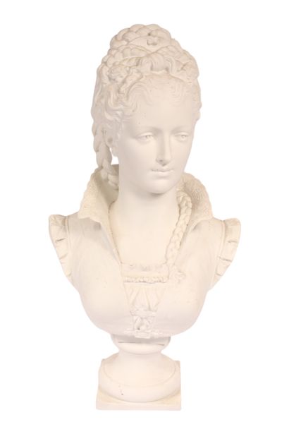 null After Paul DUBOY (1830-c.1883) 

Bust of a woman 

Proof in plaster

H. 57 ...