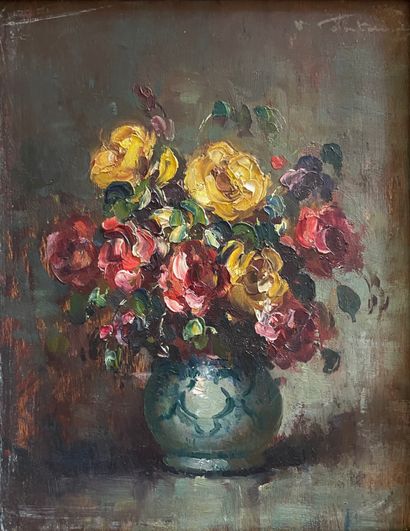 null French school of the end of the 19th century 

Still lifes with bouquets of...