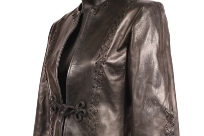 null * ANONYMOUS

Black plunged lambskin jacket with braided decoration, passementerie...