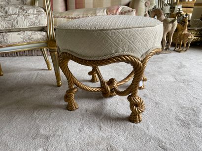 null * Lot including footstool of Napoleon III style with base simulating knotted...