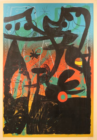 null * Joan MIRO (1893-1983) 

Composition 

Lithographie numérotée 63/75 en bas...