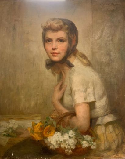 null Eugène BOYER (XXth) 

Portrait of a young girl with a scarf

Oil on panel signed...