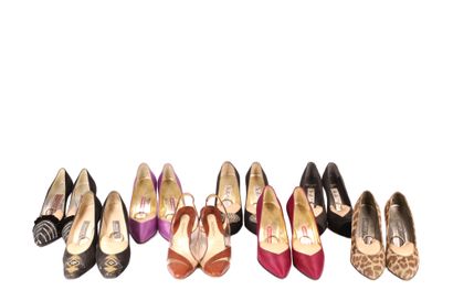 null * Lot of 8 pairs of vintage pumps including 1 in lizard RENE MANCINI (SERGIO...