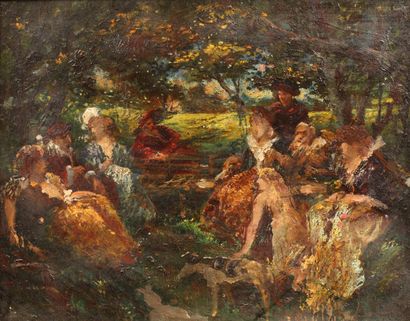 null Jean SEIGNEMARTIN (1848-1875)

Lunch in the Park

Oil on canvas

32 x 41 cm...