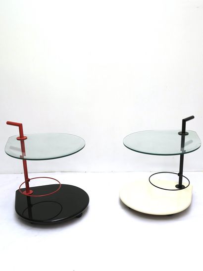 null Work from the 1990's

Two low tables on wheels, top forming a water drop 

Lacquered...