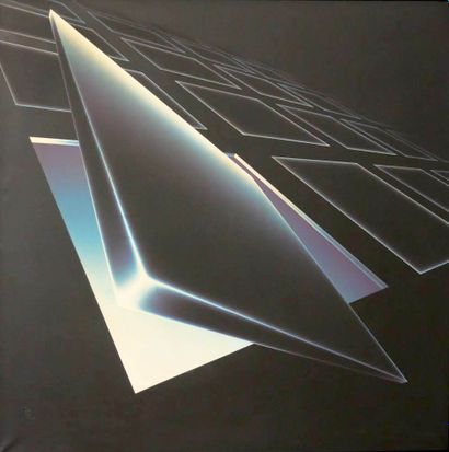 null Jean ALLEMAND (born 1948)

Blue square, space age on black background, 1976

Oil...