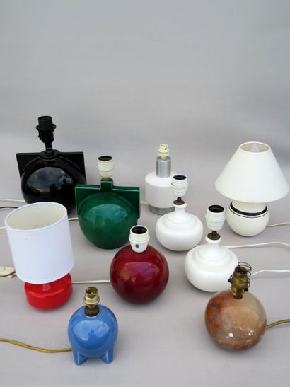 null French or Italian work, circa 1970

Set of ten ceramic lamps, four white, one...