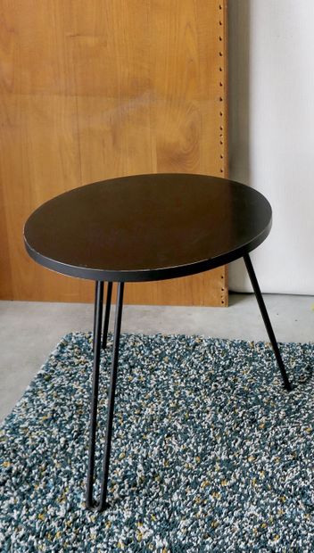 null 
Black lacquered metal furniture 

Yves BOUTBOUL around 1990, round stele in...