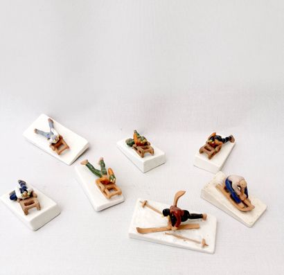 null Roger FILSJEAN (1912-2006) 

Seven figurines in glazed terra cotta representing...