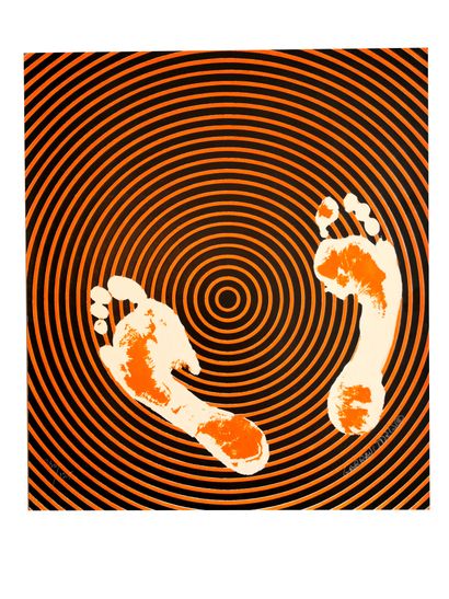 null 
Jean-Pierre GARRAULT (born in 1942)

Orange spiral with two feet

Serigraphy...