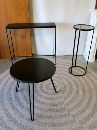 null 
Black lacquered metal furniture 

Yves BOUTBOUL around 1990, round stele in...