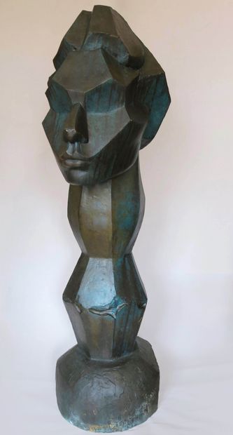 null William CHATTAWAY (1927-2019)

Cubist woman bust, 1986

Bronze with green patina,...