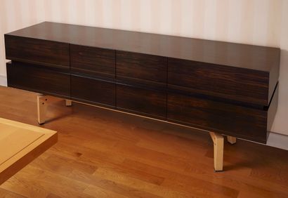 null GIORGETTI 
Macassar ebony veneer sideboard with maple H-shaped legs opening...