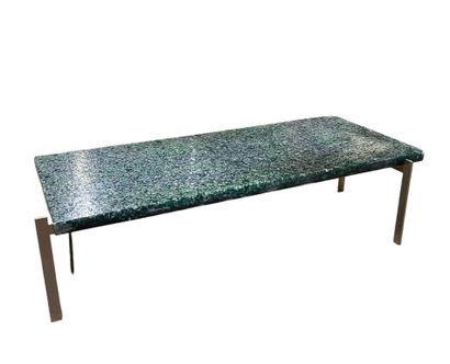 null Rectangular coffee table, metal base and resin top
Dim. of the top 120 x 50...