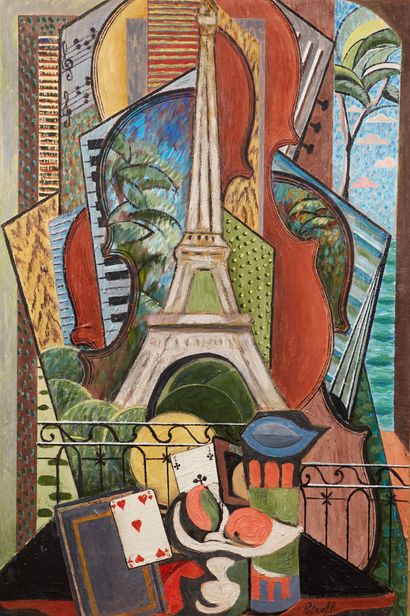 null PETROFF (Born in 1954)
Cubist composition with the Eiffel Tower
Mixed media...