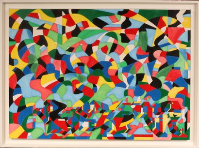 Ecole contemporaine 
Composition multicolore...