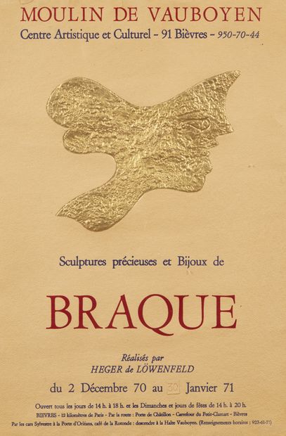 null Lot de deux affiches : 
- Georges BRAQUE, Sculptures précieuses et bijoux de...