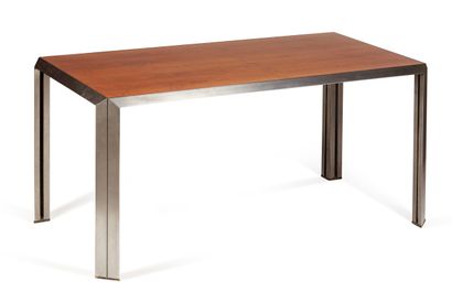 null Bernard MARANGE (XXth century) 
Pair of tables with rectangular top in ash,...