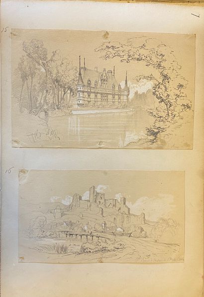 null Théodore FRERE (1814-1888)
Album of 158 drawings compiling views of monuments,...