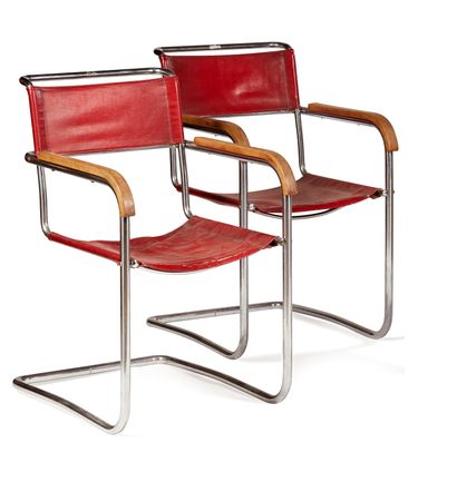 null Marcel BREUER (1902-1981) THONET Editor 
Pair of bridge chairs, model B. 34,...