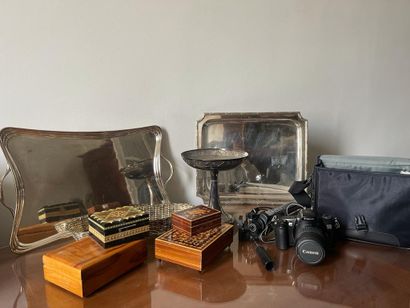 null 2 mannettes comprenant des objets divers : métal, photo, souvenirs de voyage

EN...